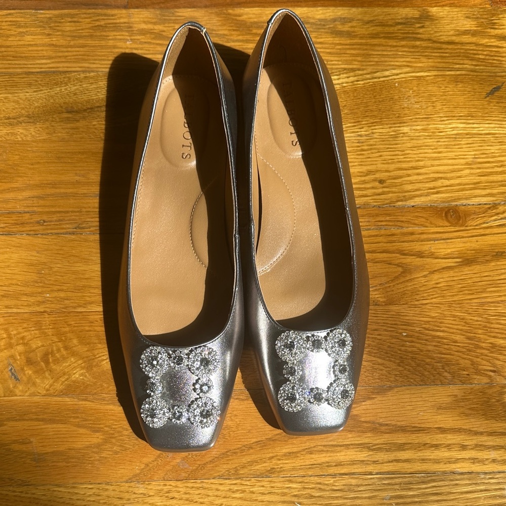 Talbots Silver Embellished Flats